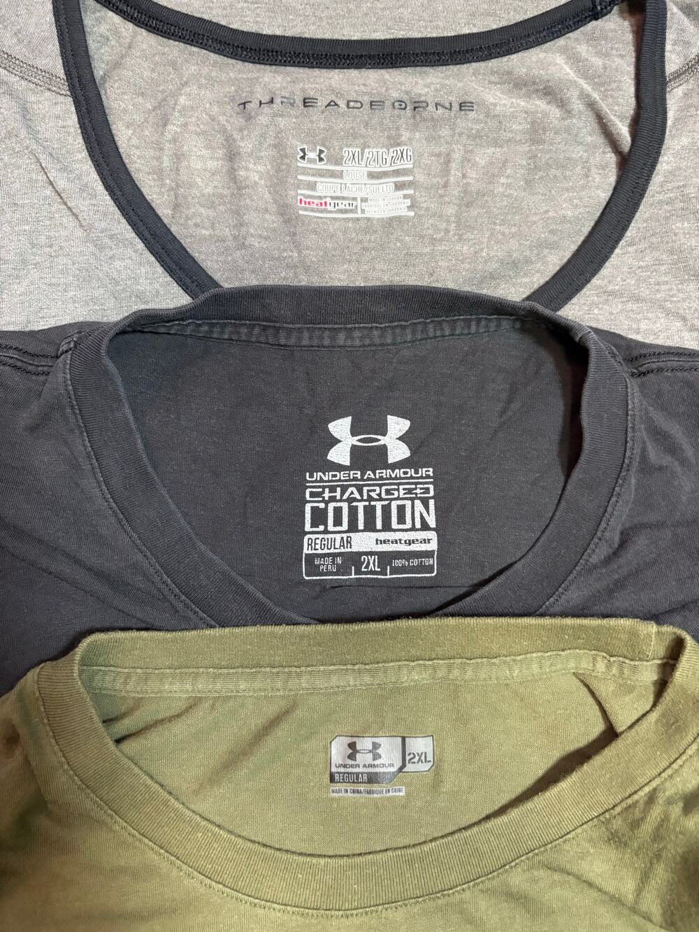 Under Armour Tactical XXL (2) short sleeve tee and (1) sleeveless tank shirt lot